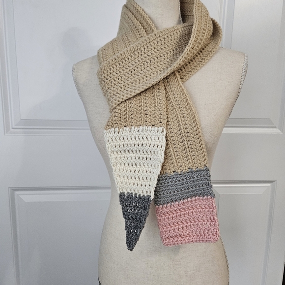 Handmade Crochet Pencil Scarf, Teacher Gift Ideas- Buff - Picture 1 of 5